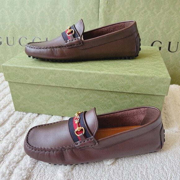 GUCCI AYRTON INTERLOCKING GG HORSEBIT DRIVER LOAFERS BROWN LEATHER UK 7 US 7.5 - Picture 1 of 14